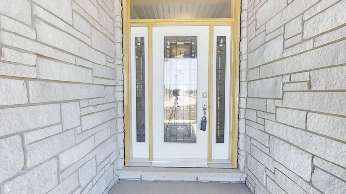 Royal Premier Homes - Eco Friendly Home Builders London - Privet - White Glass Door Entrance